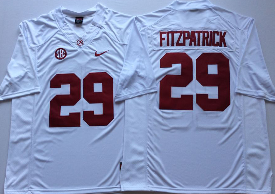 Men Alabama Crimson Tide 29 Fitzpatrick White Nike NCAA Jerseys